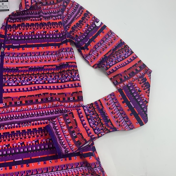 Nike Pro Half Zip Pullover Top Shirt Size Medium Pink Purple Design Compression - Picture 6 of 11